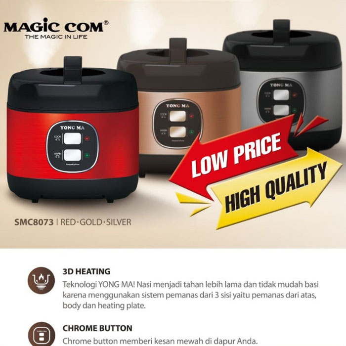 Yong Ma Rice Cooker 3D Heating 2 L - SMC8073 Red | SMC 8073 Red